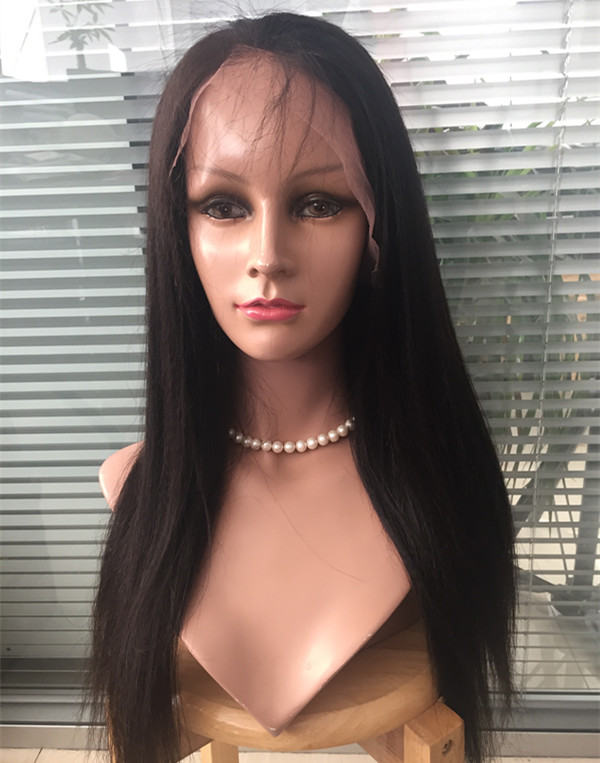 Full lace wig with silk base Yaki straight 100% virgin hair 20inch YL171